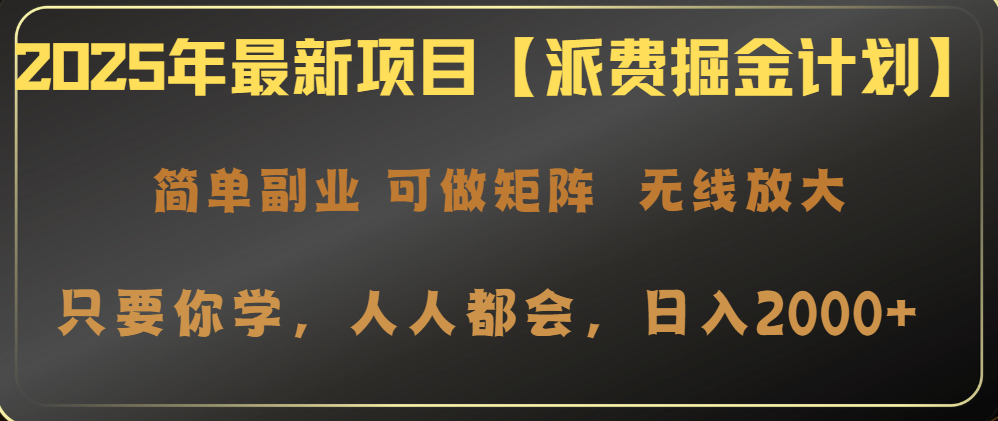 2025年最新项目【派费掘金计划】操作简单，日入2000+-唯聚网络