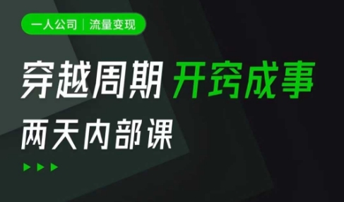一人公司：流量变现课，一人公司的方法模型拆解， 拆解富人思维，流量思维，小老板思维等-唯聚网络